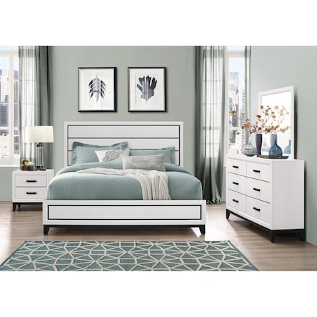 Global Furniture Usa Rustic Transitional Foil Kate White Queen Bed Group 2856